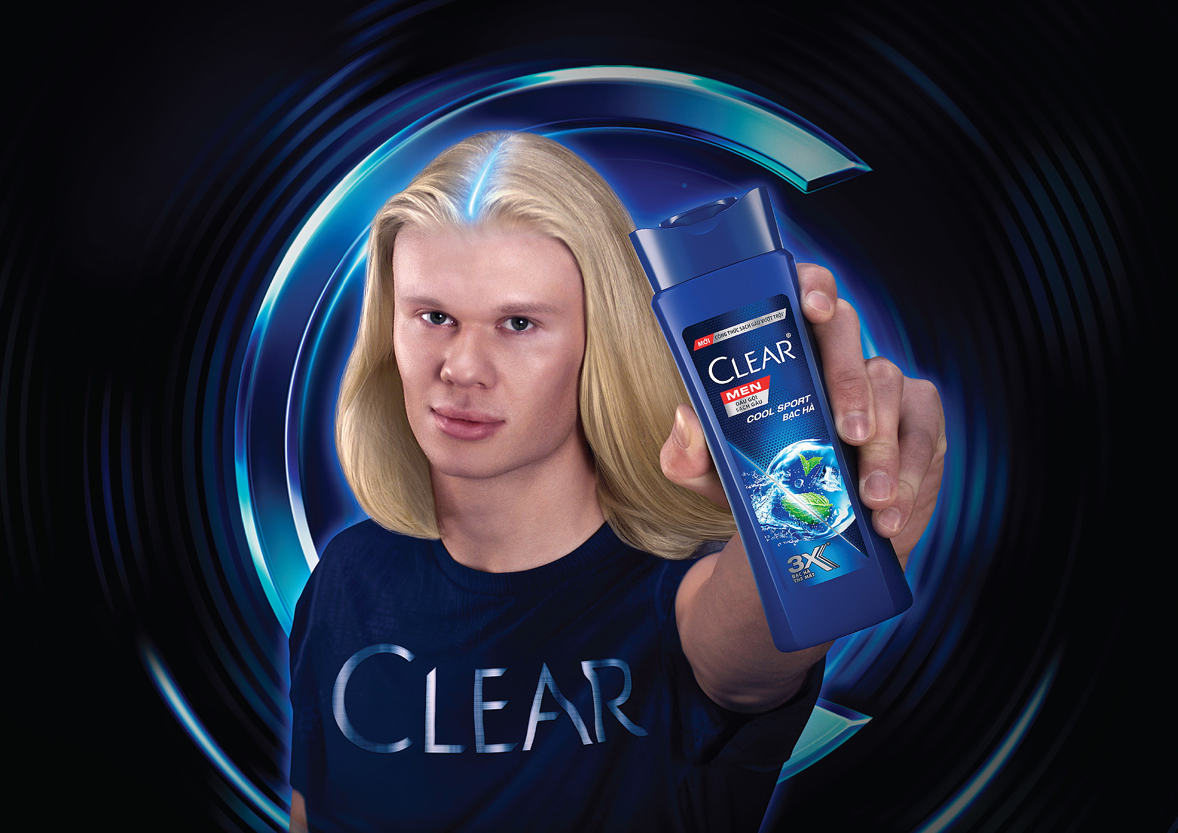 Erling Haaland trong vai trò đại sứ toàn cầu mới của Clear Men. Ảnh: Clear Men